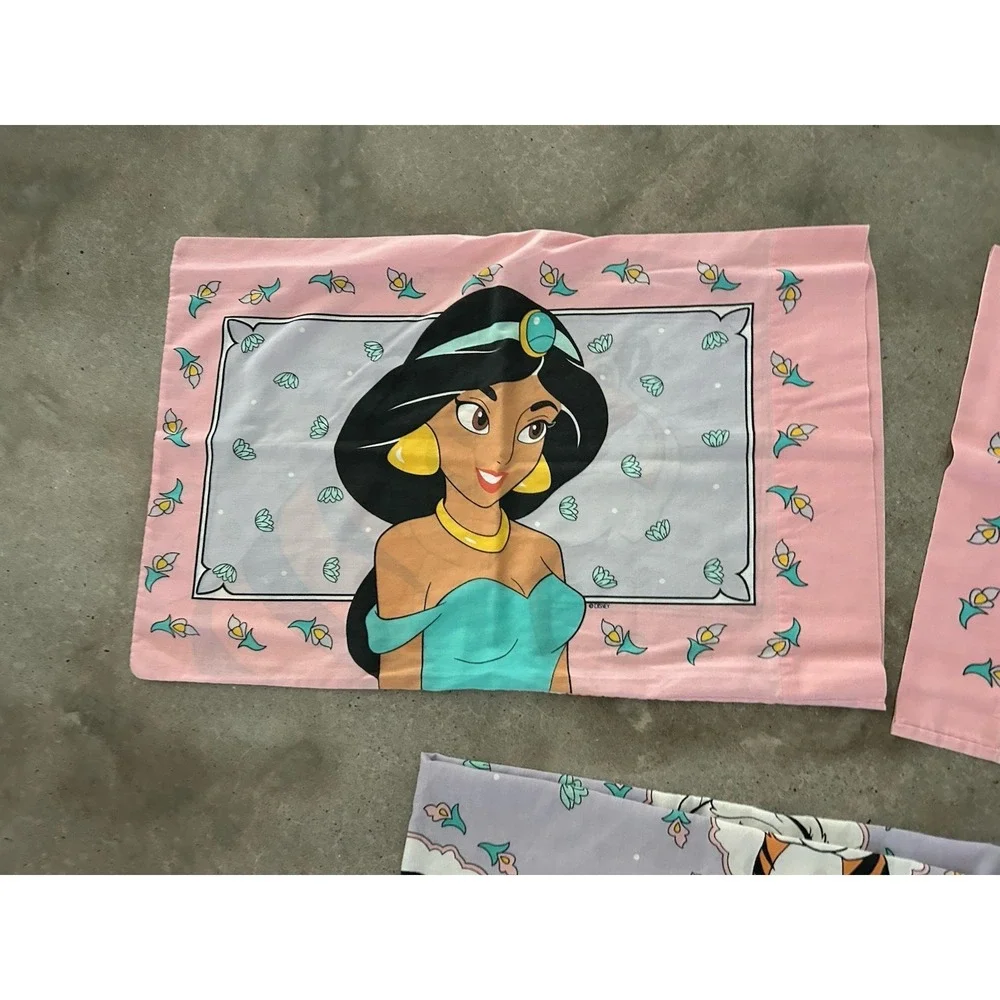 Vintage Disney Aladdin Jasmine & Rajah Full Comforter Fitted Sheet Pillowcases
